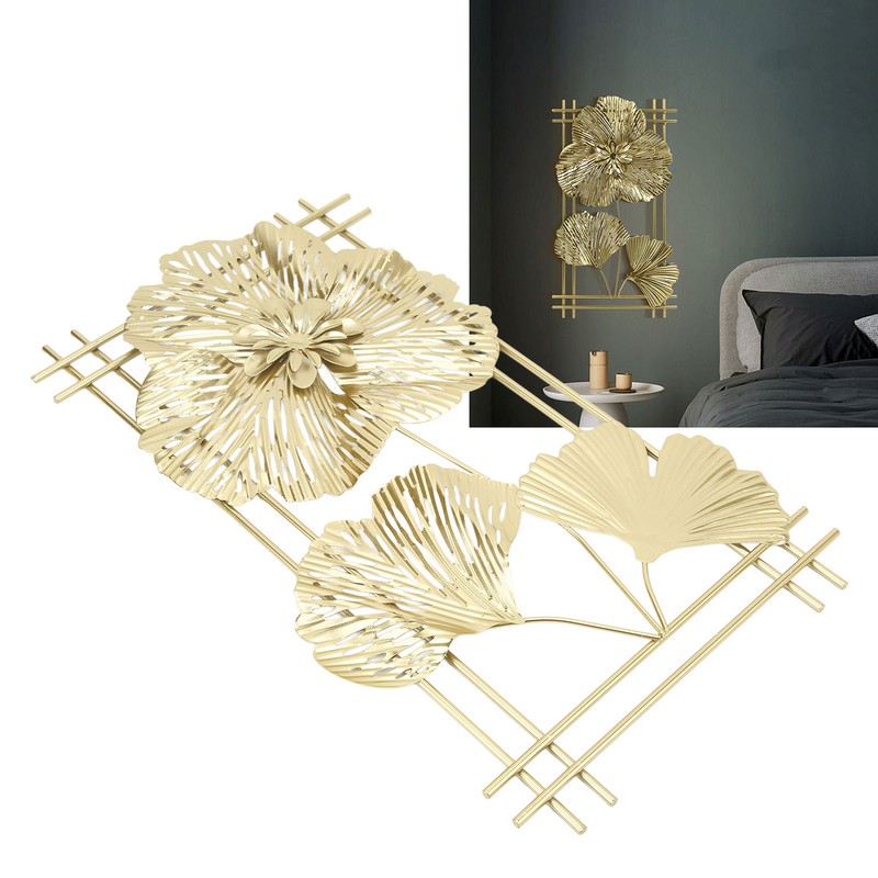 Ginkgo Leaf Wall Hanging Decor Metal Iron 3D Golden Ginkgo