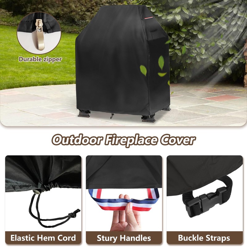 Outdoor Fireplace Cover,Heavy Duty 600D Waterproof Square Chimineas Fireplace Covers,Cover