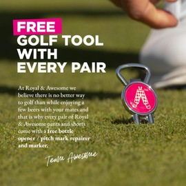 Royal & Awesome Pink Men's Golf Shorts, Mens Tailored Shorts For Golf, Mens Golf Shorts, Golf Chino Shorts Men, Mens Smart Shorts