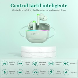 GENGXIN Audífonos Inalámbricos Bluetooth 5.4,Auriculares Inalámbricos,Audífonos Deportivos,LED,hasta 25 Horas de Batería,16mm Drivers, Tecnología Hall, Micrófono,Estéreo HD,Carga Rápida(Verde)