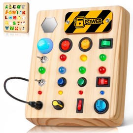 TINTECUSA LED Busy Board, Wooden Sensory Toys for Toddler, Montessori Music Toy for Airplane, Travel Activity Educational Learning Toy, Busy Light Switch Autism Toys, Birthday Boys Girls Gifts