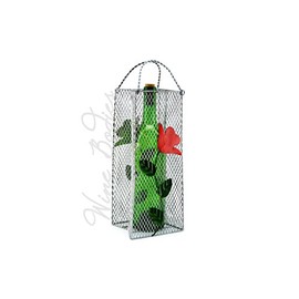 Wine Bodies Gift Bag Metal Wine Bottle Holder, Red Flower