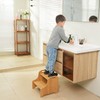 VaeFae Bamboo 2 Step Stool with Non-Slip Step Treads and