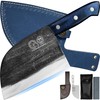 XYJ Antique Forged Butcher Knives, Serbian-Style Chef's Knife with Sheath,