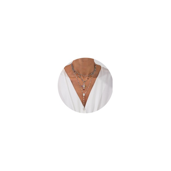 Cross Pendant Necklace Set for Women Gold|Silver Multi Layered Colored