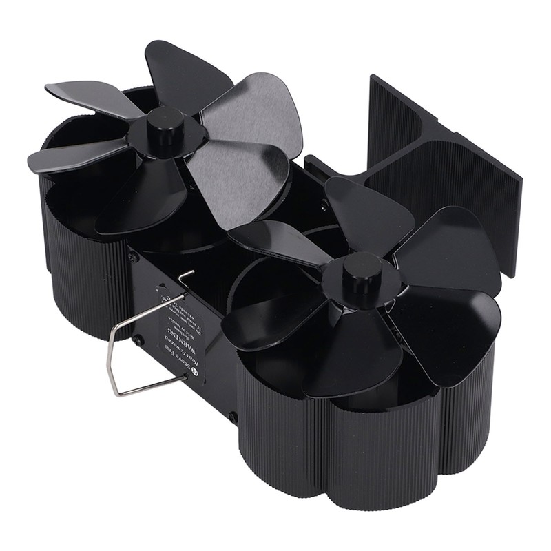 6 Blades Heat Powered Stove Fan Dual Head Fireplace Fan