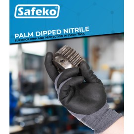 SAFEKO - Gray Lightweight Nitrile Palm Work Gloves, Small - 12 Pack