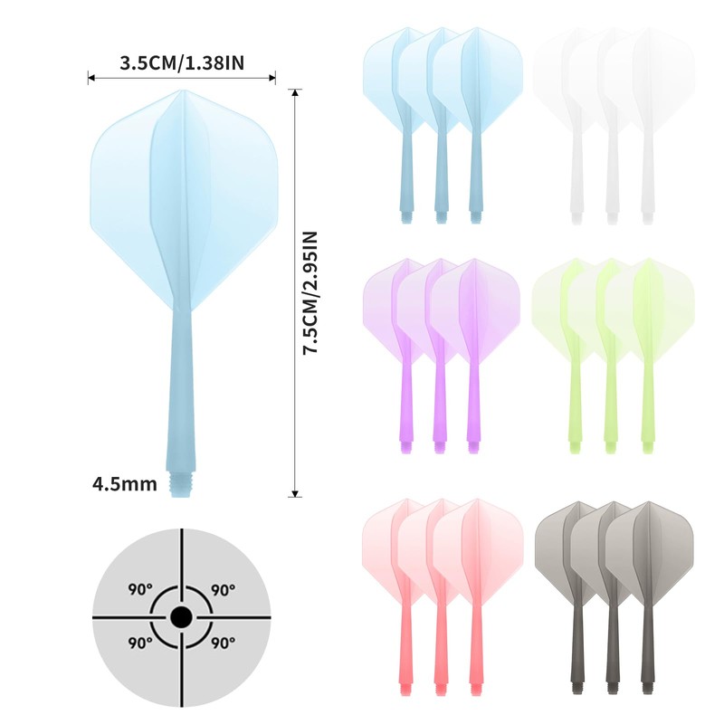 Integrated Dart Flights and Shafts – 18Pcs One-Piece Dart Flights