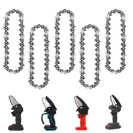 WIRSHO 5Pcs Chainsaw Chain with 28 Drive Links for 4 Inch Bar, 1/4" LP | 1.1mm (0.043") | 28 TG, 1/4" Mini Chainsaw Chain for 4inch Mini Handheld Chain Saw, Replacement Saw Chain for Tree Trimming