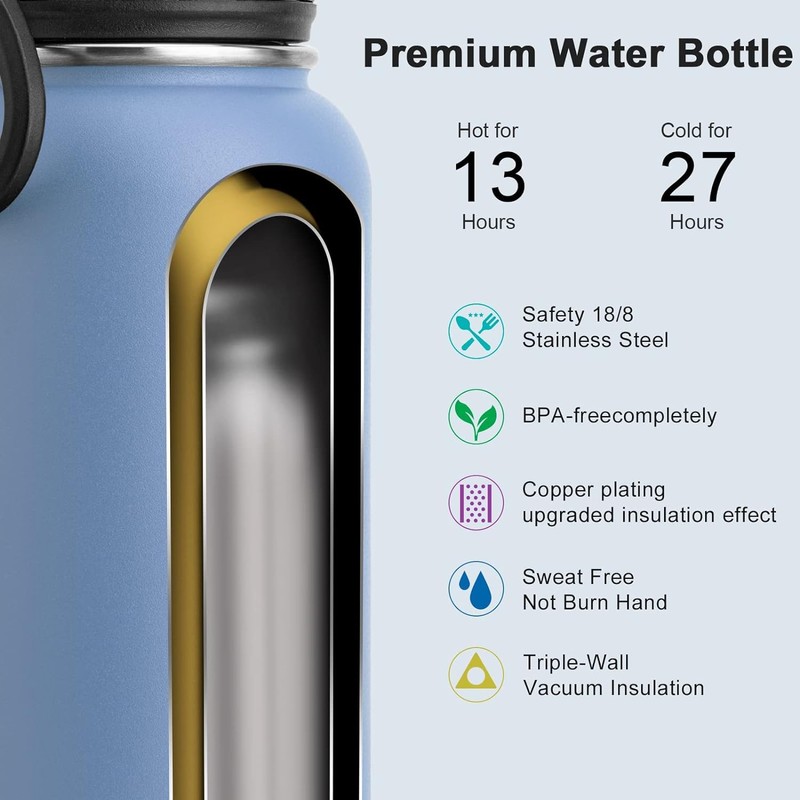 koodee Insulated Water Bottle, 32 oz Stainless Steel Double Wall