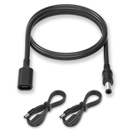 3.28Ft (1m) 5.5mm x 2.1mm USB C to DC Adapter Cable, 15w PD Type C Female to Male Cable for Tablet PC, Bluetooth Speaker, IP Camera, Webcam Router, 2Pack