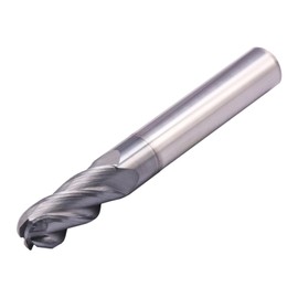Ball Nose Solid Carbide End Mill Cutter(1Pc, 5/16"), AlTiN Coated, 4 Flute, 30° Helix, 5/16" Cutting, 5/16" Shank, 13/16" LOC, 2-1/2" OAL for Milling Stainless Steel, Hardened Steel, Alloy Steel