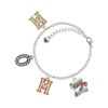 Delight Jewelry Silvertone Letter to Santa Multi-Colored Crystal Mom Charm Bracelet, 6+2" Extender