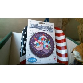 Betallic 18" Happy Birthday Cupcake Foil Mylar Balloon[NEW]"F