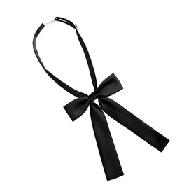 Nzexlyva Adjustable Black Bow Tie, Ladies Self Tie Long Bowtie, Pre-tied Bowknot Solid Color Halter Neck Costume Accessory Bow Ties for Women, Satin Ribbon String Bow Tie for Uniform