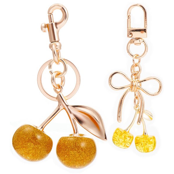 YOU WIZV Gold Cherry Bag Purse Handbag Charms Keychains for