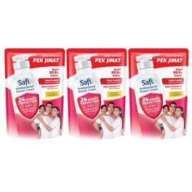 Safi (Buy2Free1) Safi Antibacterial Shower Cream Total Protect (850g)| Kills 99.9% Germs | Vitamin E | Natural Sakura Extract