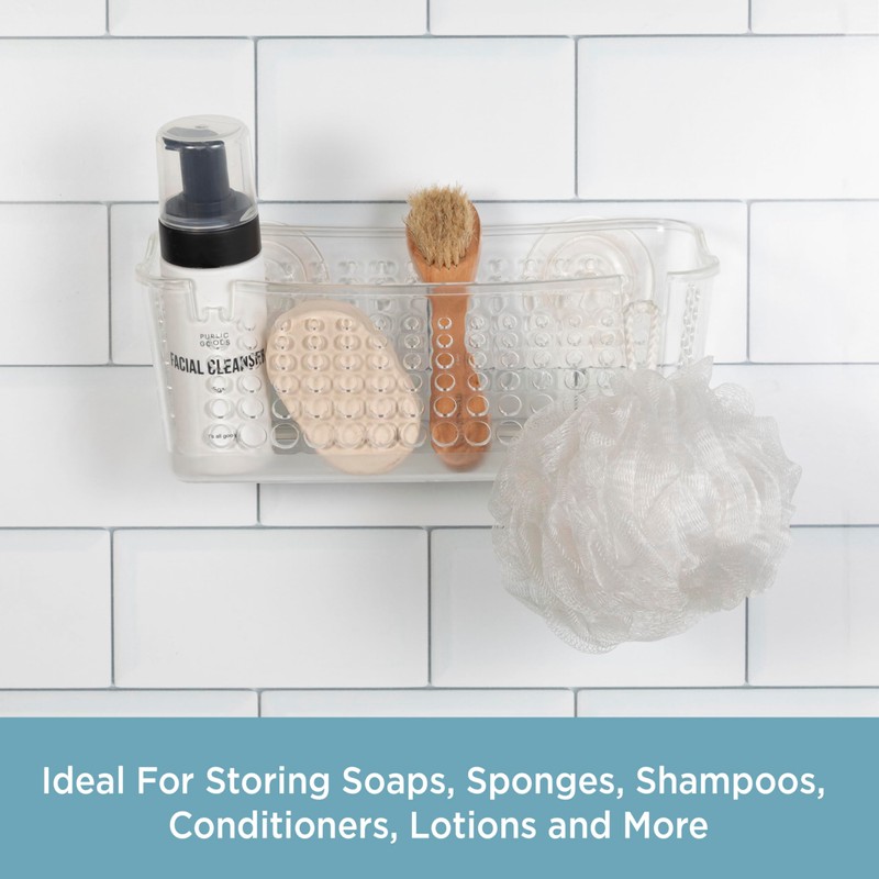 Kenney Suction Cup Basket Shower Caddy, Clear