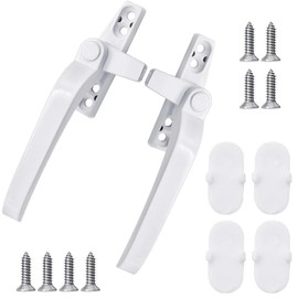 Nebulixq 2PCS Window Handles – Locking White UPVC Replacement Handles – Left & Right Handed Fit, Durable Aluminum for Double Glazing, Casement, and Tilt & Turn Windows
