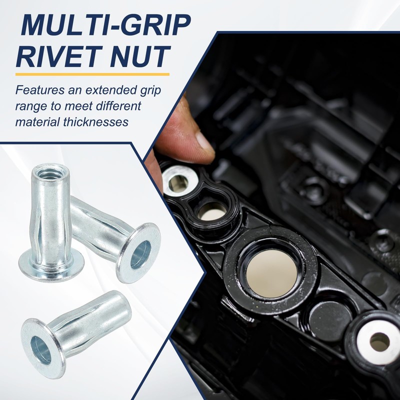 PATIKIL 25 Pcs Multi-Grip Rivet Nuts, 5/16-18 Pre-Bulbed Shank Flat