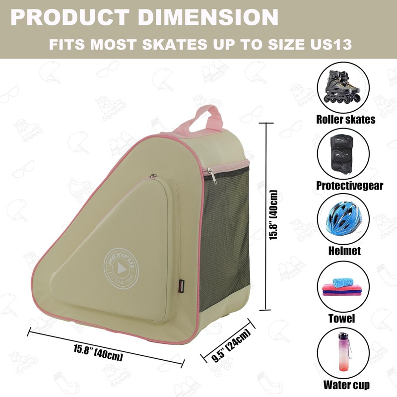 HEXIFUL Skate Bag to Carry Ice Skates, Inline Skates, Roller