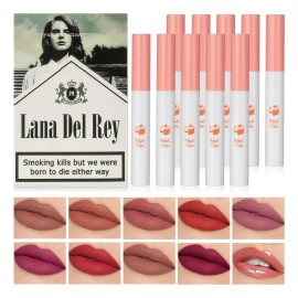 Juego De Brillos De Labios De Terciopelo Mate De 10 Piezas: