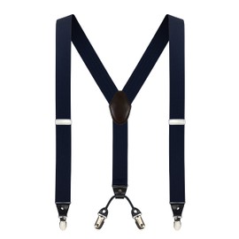 Tirantes ajustables Y-Back de 1,4 pulgadas de ancho con 4 clips para hombre, Marino, Large