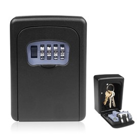 Ceisazira Zinc Alloy Key Safe with 4-Digit Number Code, Waterproof and Rustproof Key Box, Key Safe, Wall Mounted Key Box for Home Keys, Garages, School, Office, Black