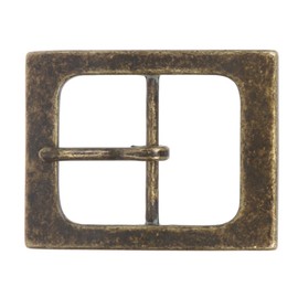1 1/2" (38 mm) Nickel Free Single Prong Rectangular Belt Buckle, Antique Brass