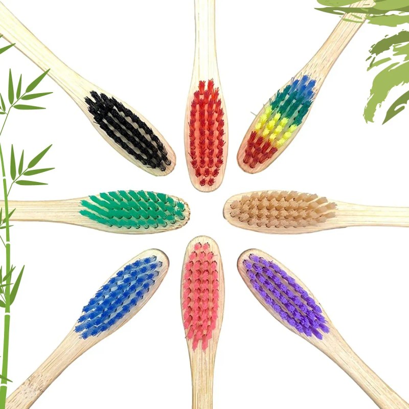Cepillo Dientes Bambú Biodegradable Suave Ecológico 10pz F Color Negro