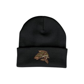 Bang Tidy Clothing Carp Fishing Gifts for Men - Beanie Hat Knit Cap Fisherman Gift with Embroidered Fish - GGREY