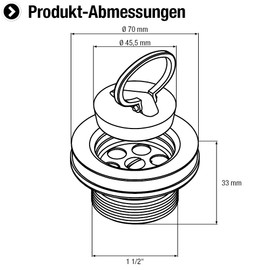 Cornat Recyclate Drain Valve for Sinks – 1 1/2 Inch External Thread – Made from Recycled Plastics – Made in Germany Quality / Drain Plug / Sink Plug / T352004R