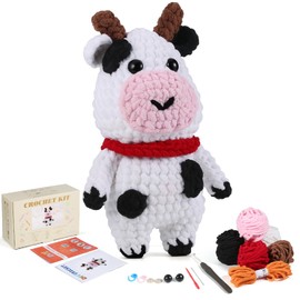 Kit de animales de ganchillo: adorable perro de 10 pulgadas, kit de ganchillo para nivel intermedio y avanzado, kit de tejer para niños con videos detallados, tutoriales, hilo, gancho de ganchillo, el