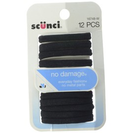Conair Scunci No Damage Elastics, Black, 12 Count