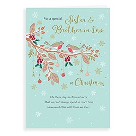 Piccadilly Greetings Classic Christmas Card Sister & Brother in Law - Regal Publishing C85445, Green, 9 x 6 inches