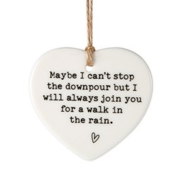 NQEUEPN Maybe I Can't Stop the Downpour Plaque, Ceramic Heart Souvenir Hanging Friendship Plaque Crafts Friendship Gift Bestie/Sister Tough Time Gift Hang Sign Ornament for Wall Door Decor