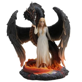 Veronese Design 10 1/4 Beauty and The Winged Serpentine Dragon Sculpture