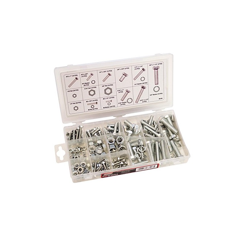 Hardware Machinery 240PC ZINC USS NUT & BLT ASST, Multi,