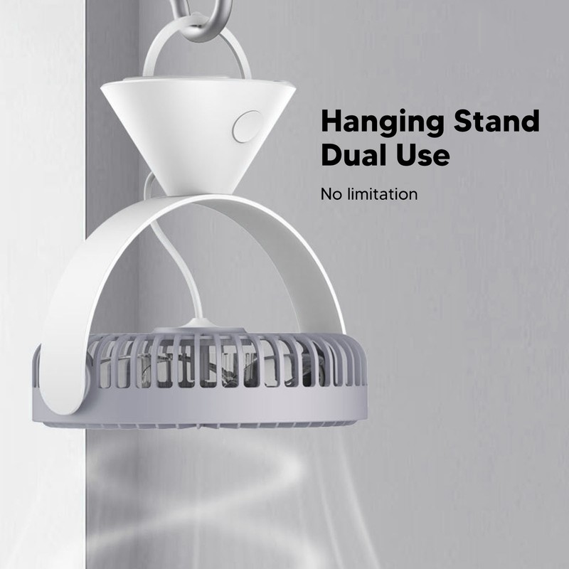 Mini Desk Fan with Hook USB Rechargeable 3 Speeds Wind