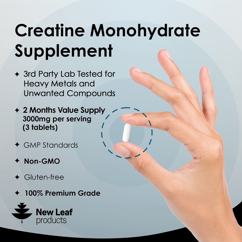 Creatine Monohydrate Tablets 3000mg - 180 Creatine Tablets - Exercise