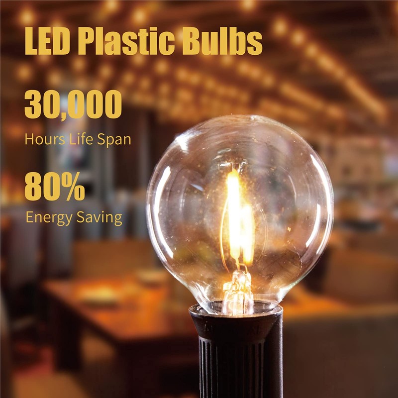 ECOVANIA G40 LED String Light Bulbs,1.57 Inch Plastic LED Globe