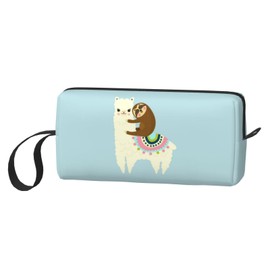 OLUSENMO Compact & Durable Trave Makeup Organizer Bag Oxford Fabric Impact-Resistant Multi-Purpose Storage Perfect for Travel, Gym, Cute Alpaca & Sloth