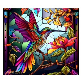 Unbranded 20oz Sublimation Tumbler Stained Glass Hummingbird Ready To Press Print