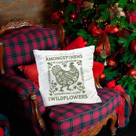 NaZaUK Floral Chicken Pillow Covers, Farmhouse Pillow Covers 18x18, Chicken Gifts for Women, Outdoor Country Pillows Decorative Decor, Farmhouse Decorations Pillows for Couch Sofa