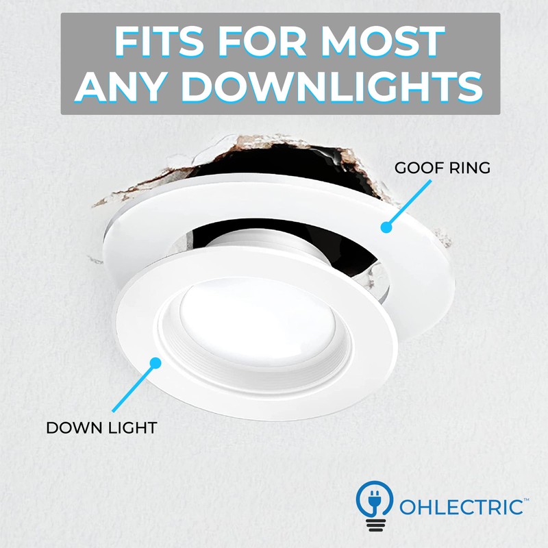 OHLECTRIC Heavy-Duty Metal Goof Rings for 4" Inch Recessed Lights