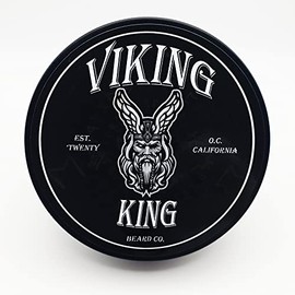 VIKING KING BEARD CO. Bálsamo para Barba Negro: Totalmente Natural (Limoncillo, Árbol de Té, Menta y Madera de Cedro)