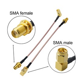 Boobrie SMA Cable RG316 SMA Male to SMA Female Right Angle Coaxial Cable WiFi Antenna Cable SMA 90 Degree Cable SMA Bulkhead Connector 5.9 Inches 15cm for Mobile Antennas/WiFi Antenna etc Pack of 2