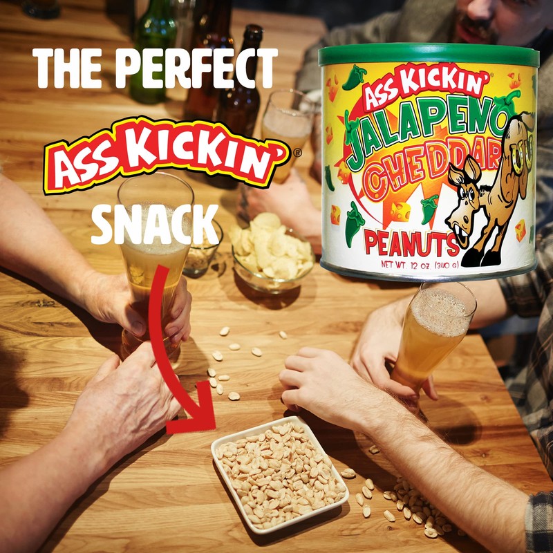 ASS KICKIN’ Jalapeno Cheddar Spicy Hot Peanuts – 12oz -