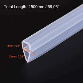 sourcing map Frameless Glass Shower Door Sweep 59.06" Long for 1/4"(6mm) Glass U-Type Door Side Seal Strip
