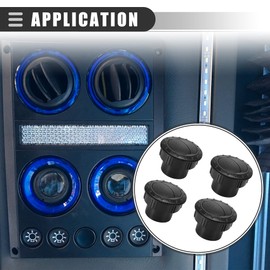 Motoforti Universal Round AC Air Outlet Vent Louvered Dashboard Electroplate Knob, for RV Pickup Bus Boat Yacht Caravan, ABS, 60mm, Black, 4Pcs